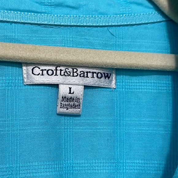 Croft & Barrow Turquoise Shirt, Roll-Tab Sleeves, Button-Up, L, 100% Cotton, EUC - Picture 3 of 8